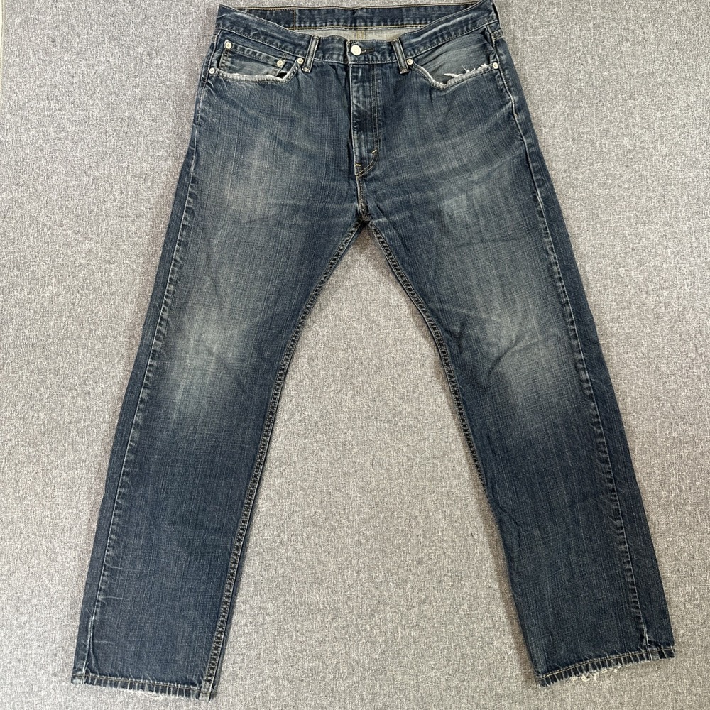 Levi's 505 Regular Fit Jeans Men's W36 L32 Dark Wash Straight Leg Denim